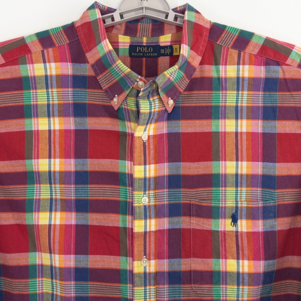 Polo Ralph Lauren Men's 3XB Big Madras Plaid Shirt Classic Fit Multi Color